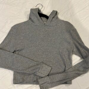 TNA crop grey waffle long sleeve